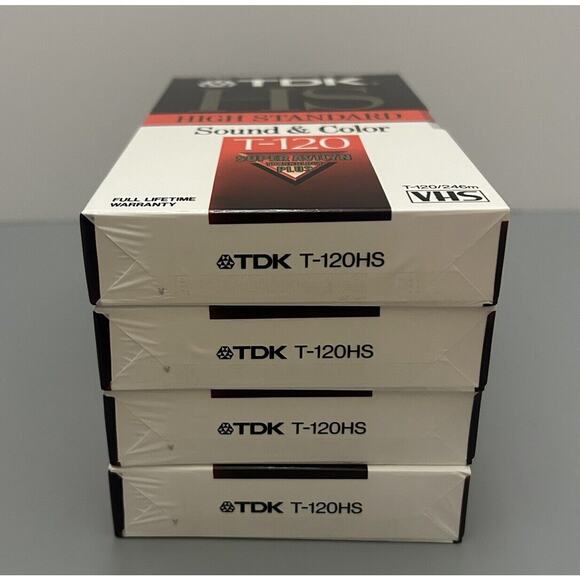 TDK Blank VHS Tapes Premium Quality HS 6 Hours T-120 NEW (Lot of 4) - Picture 4 of 5
